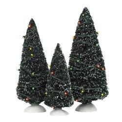 TWINKLING LIT TREES GREEN S/3